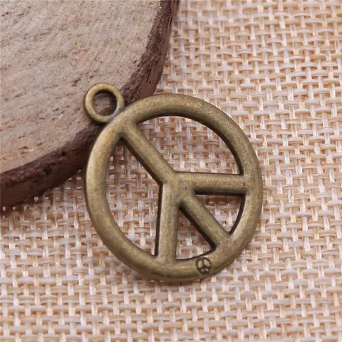 Vintage Antiek Brons Vredessymbool Legering Hanger Rond Retro Charm Voor DIY Sieraden Maken Kettingen Armbanden Accessoire