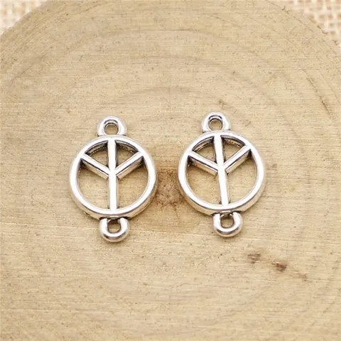 Vintage Zinklegering Vredesteken Connector DIY Sieraden Benodigdheden Antiek Zilver Brons Ronde Dubbele Lus Schakels Voor Armband Ketting Handgemaakte Bedeltjes