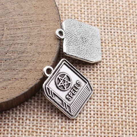 Antique Silver Zinc Alloy Pentagram Spell Book Pendant Charm DIY Jewelry Making Accessory Necklace Bracelet Spells Pendants