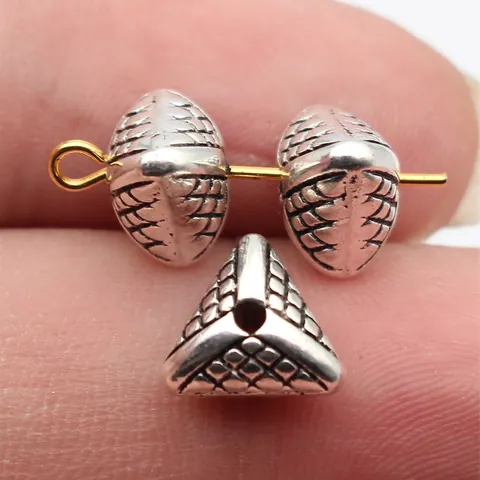 Triangle Textured Spacer Beads Zinc Alloy Metal Geometric Beads For Jewelry Making DIY Antique Silver Gold Retro Style