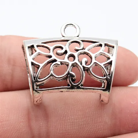 Antiksilber Hohl Blume Schalschnalle Vintage Legierung Floral Slide Ring DIY Schmuckzubehör Für Damen