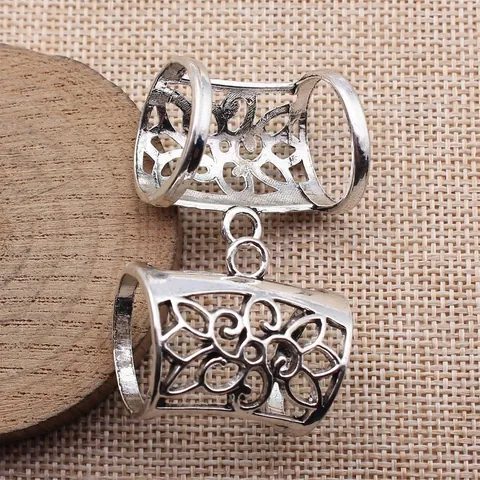 Antiksilber Hohl Blume Schalschnalle Vintage Legierung Floral Slide Ring DIY Schmuckzubehör Für Damen