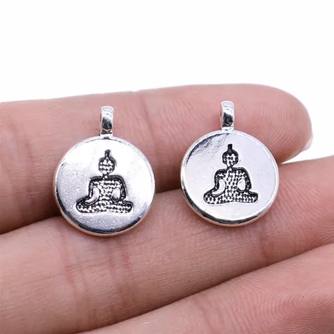 Vintage Double Sided Buddha Statue Charm Zinc Alloy Metal Pendant Only For DIY Jewelry Making Findings Necklace Bracelet Crafts Accessories