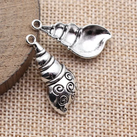 Antique Silver Alloy Seashell Pendant Charms For DIY Jewelry Making Vintage Seashell Spiral Pattern Small Pendant Accessories