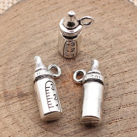 3D Milk Bottle Shape Pendant Zinc Alloy Antique Silver Metal Charm For DIY Jewelry Making Accessories Crafting Charms