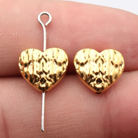 Vintage Zinc Alloy Hammered Texture Heart Spacer Beads Craft Findings Electroplated Love Heart Spacer Small Hole Beads For DIY Jewelry Making Accessories