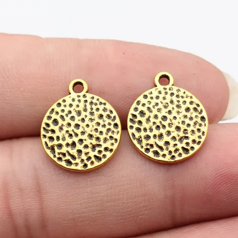 Retro Runde Gehämmerte Metall Charms Zinklegierung Kreisförmige Anhänger Für DIY Schmuckherstellung Antik Ohrring Halskette
