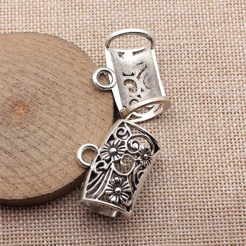 Antik Silber Hohl Blumen Schalschnalle Zinklegierung Retro Blumenmuster Schalring Clip Schmuckherstellung Verbinder Zubehör