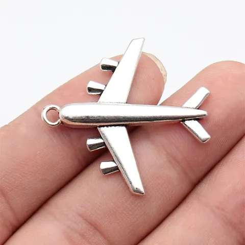Colgante de Avión de Aleación de Zinc Vintage Plata Antigua Encanto de Avión Para Accesorios de Fabricación de Joyas Pulsera Collar DIY