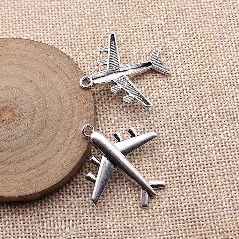 Colgante de Avión de Aleación de Zinc Vintage Plata Antigua Encanto de Avión Para Accesorios de Fabricación de Joyas Pulsera Collar DIY