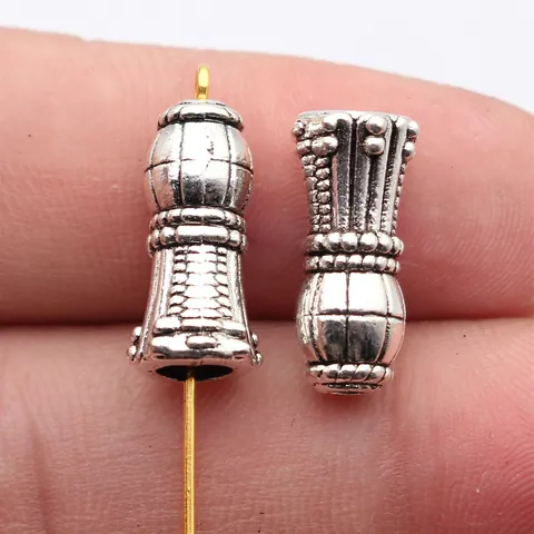 Vintage Legierung Imam Gebetsperlen Zwischenperlen Relief Gittermuster DIY Schmuckherstellung Zubehör Antik Gold Silber 18mm Loch 2.3mm Religiöse Bastelperlen
