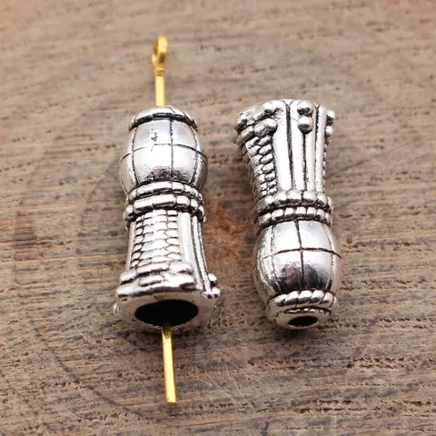 Vintage Legierung Imam Gebetsperlen Zwischenperlen Relief Gittermuster DIY Schmuckherstellung Zubehör Antik Gold Silber 18mm Loch 2.3mm Religiöse Bastelperlen