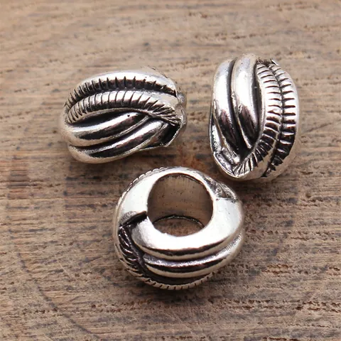 Antique Silver Geometric Textured Spacer Beads For Dreadlocks DIY Jewelry Making Accessories