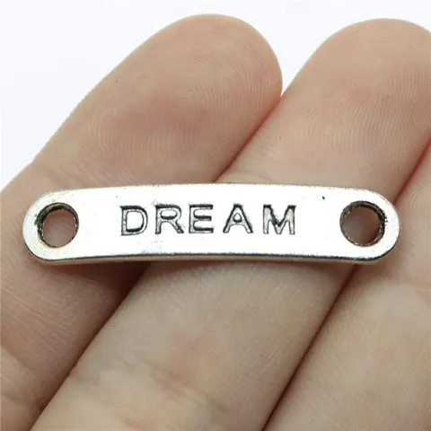 Connettori Vintage in Lega di Zinco con Scritta Dream Pendenti in Metallo Argento Bronzo per Creazione Gioielli DIY Componenti Bracciale