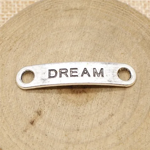Connettori Vintage in Lega di Zinco con Scritta Dream Pendenti in Metallo Argento Bronzo per Creazione Gioielli DIY Componenti Bracciale