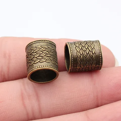 Antique Bronze Barrel Dreadlock Beads Zinc Alloy Woven Texture Tube Beads For Hair Braiding DIY Jewelry Making Retro Accessories