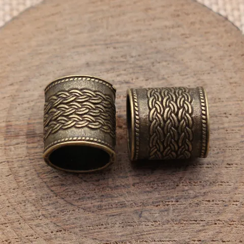 Antique Bronze Barrel Dreadlock Beads Zinc Alloy Woven Texture Tube Beads For Hair Braiding DIY Jewelry Making Retro Accessories