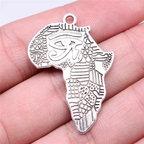 Retro Alloy Antique Silver Africa Map Pendant Eye of Horus Ancient Egypt Symbol Charm For DIY Necklace Jewelry Making Findings