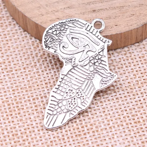 Retro Alloy Antique Silver Africa Map Pendant Eye of Horus Ancient Egypt Symbol Charm For DIY Necklace Jewelry Making Findings