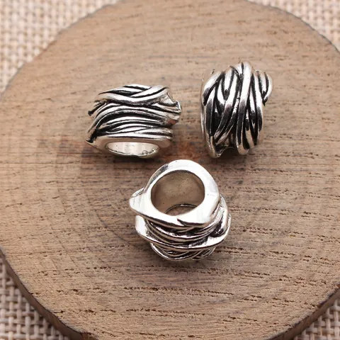 Vine Texture Large Hole Beads Zinc Alloy Dreadlock Beads For DIY Jewelry Making Antique Silver Gold Bronze Style Beads