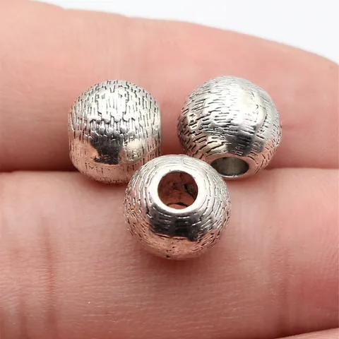 Cuentas Espaciadoras de Textura de Aleación de Zinc Vintage con Agujero Grande Cuentas Sueltas de Metal para Joyería de Bricolaje