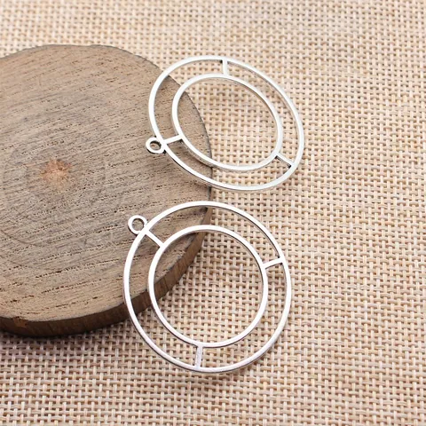 Vintage Zinklegierung Geometrische Doppelringe Anhänger Für DIY Halsketten Armbänder Schmuckherstellung Zubehör Für Damen Herren Geschenk