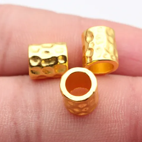 Vintage Zinc Alloy Hammered Large Hole Spacer Tube Beads For Dreadlocks Hair Decoration DIY Jewelry Making Craft Accessories