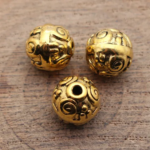 Vintage Swirl Texture Zinc Alloy Round Spacer Beads Retro Metal Small Hole Beads For DIY Jewelry Making Bracelet Necklace