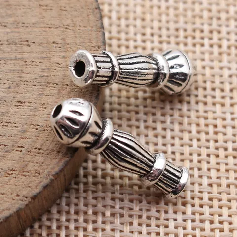 Vintage Antiek Zilver Zinklegering Imam Gebedskraal Kralen Cilinder Geribbelde Buis Afstandhouders Voor DIY Sieraden Maken Accessoires