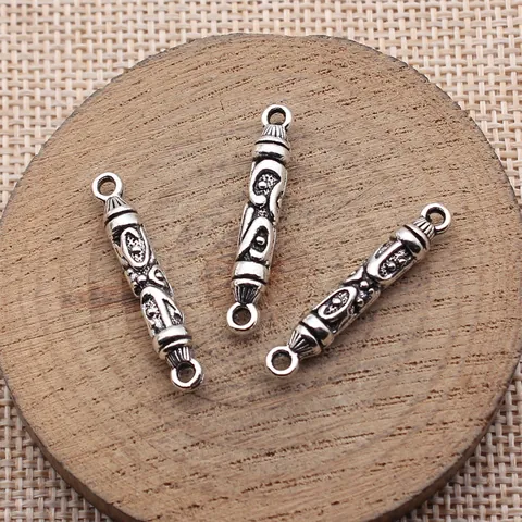Zinc Alloy Carved Bar Connectors For DIY Jewelry Making Vintage Antique Silver Gold Plated Long Tube Links For Necklace Bracelet Craft Accessories