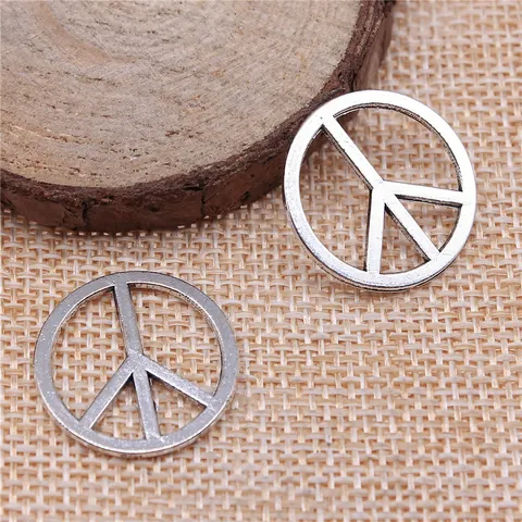 Antiek Zilver Vredesteken Hanger Zinklegering Ronde Holle Bedels Voor DIY Sieraden Maken Vintage Stijl Accessoire