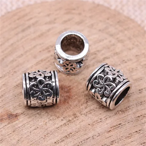Vintage Zinklegering Groot Gat Kralen Bloemmotief Verguld Antiek Zilver Charm Kralen Voor DIY Sieraden Maken