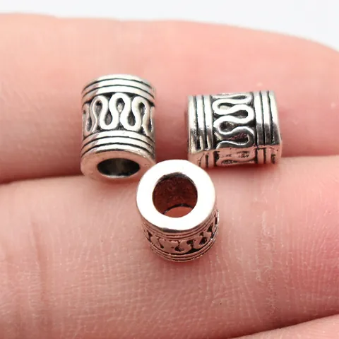 Vintage Zinc Alloy S-Shaped Texture Tube Beads Large Hole Spacer Beads For Dreadlocks Hair Decoration DIY Jewelry Making Finding