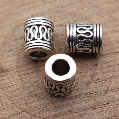 Vintage Zinc Alloy S-Shaped Texture Tube Beads Large Hole Spacer Beads For Dreadlocks Hair Decoration DIY Jewelry Making Finding