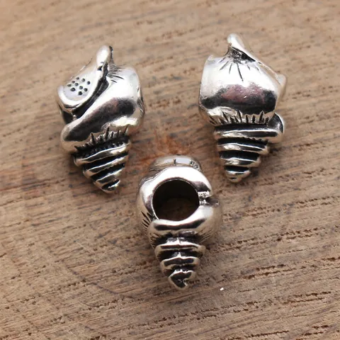 Antique Silver Conch Shell Large Hole Beads Zinc Alloy Vintage Style DIY Jewelry Making Findings Spacer Charm Beads