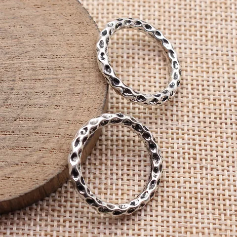 Zinc Alloy Hammered Round Ring Connectors Antique Silver Gold Bronze Copper Vintage DIY Jewelry Findings Handicraft Accessories