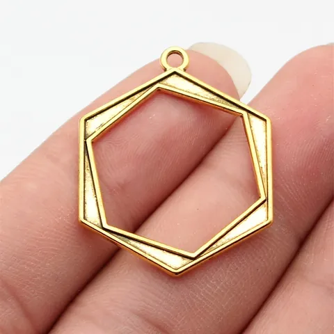 Vintage Geometrische Hohl Sechseck Anhänger Charms Für DIY Schmuckherstellung Zinklegierung Galvanisiert Retro Zubehör
