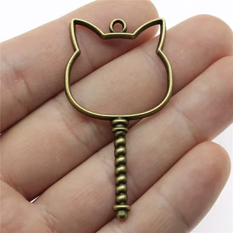 Antiqued Bronze Alloy Bunny Head Open Bezel Pendant 54x29mm DIY UV Resin Epoxy Metal Frame Jewelry Finding Craft Base