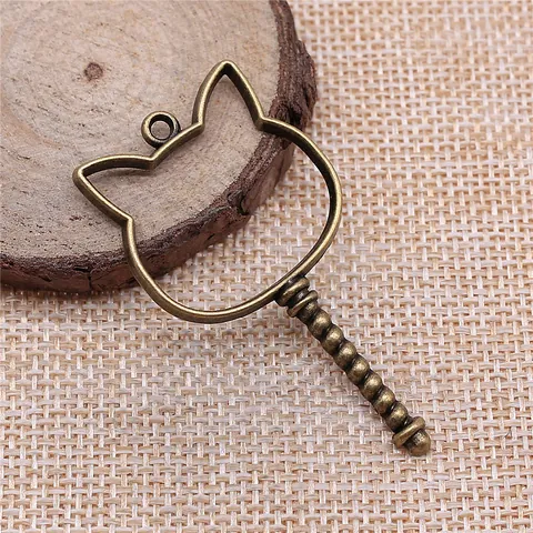 Antiqued Bronze Alloy Bunny Head Open Bezel Pendant 54x29mm DIY UV Resin Epoxy Metal Frame Jewelry Finding Craft Base