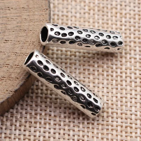Vintage Zinc Alloy Irregular Texture Tube Beads Spacer Beads For Dreadlocks Hair Jewelry Making DIY Antique Gold Silver
