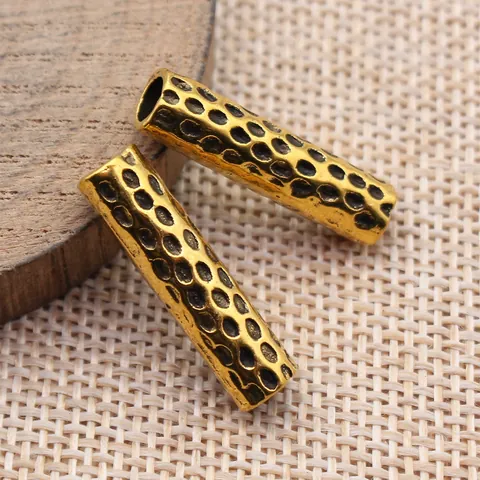 Vintage Irregular Texture Tube Beads For Dreadlocks DIY Jewelry Making Zinc Alloy Spacer Beads Retro Hair Accessories