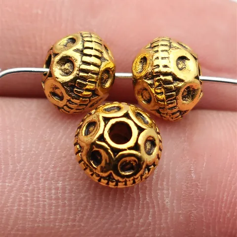 Vintage Zinc Alloy Small Spacer Beads Embossed Ring Textured Metal Round Loose Hole Beads For DIY Jewelry Craft Making
