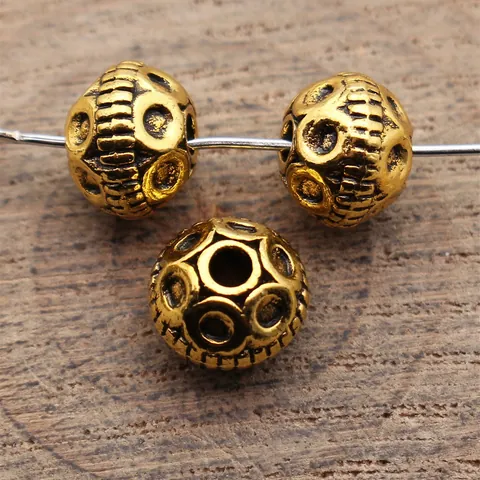 Vintage Zinc Alloy Small Spacer Beads Embossed Ring Textured Metal Round Loose Hole Beads For DIY Jewelry Craft Making