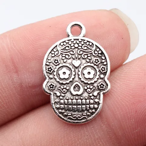 Colgantes de Calavera Floral de Aleación de Zinc Retro Plata Oro Antiguo Corazón Cruz Dijes Para Collar Pulsera Fabricación de Joyería
