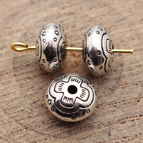 Antiek Zilveren Bloemen Textuur Legering Kralen Zinklegering Bloem Spacer Kralen voor Sieraden Maken DIY Armbanden Kettingen
