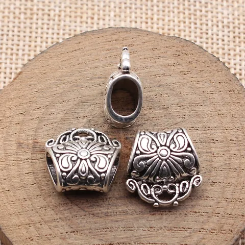 Antiek Zilver Zinklegering Gesneden Bloem Sjaalgesp DIY Hanger Connector Retro Sieraden Maken Benodigdheden
