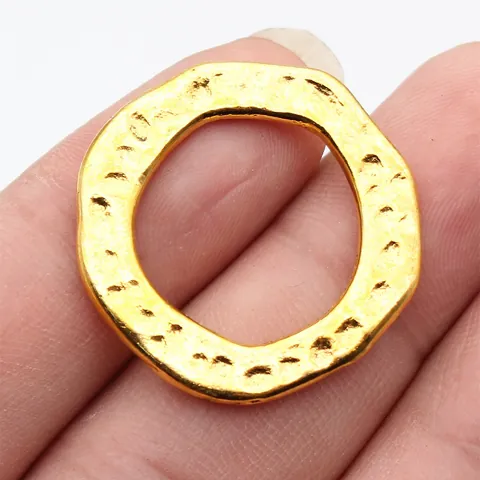 Conectores de Colgante de Anillo de Metal Martillado Irregular Aleación de Zinc DIY Accesorios de Joyería Vintage Oro Plata Bronce