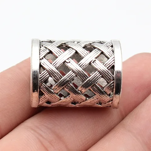 Vintage Zinklegierung Gewebte Textur Hohl Schalschnalle Zylindrisch DIY Schmuckzubehör Altsilber Bronze Für Damen