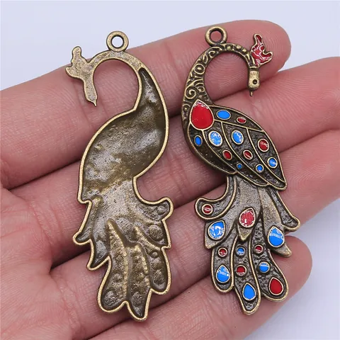 Antique Bronze Zinc Alloy Peacock Pendant Enamel Drip Oil Animal Shape Charm For DIY Necklace Jewelry Making Accessories