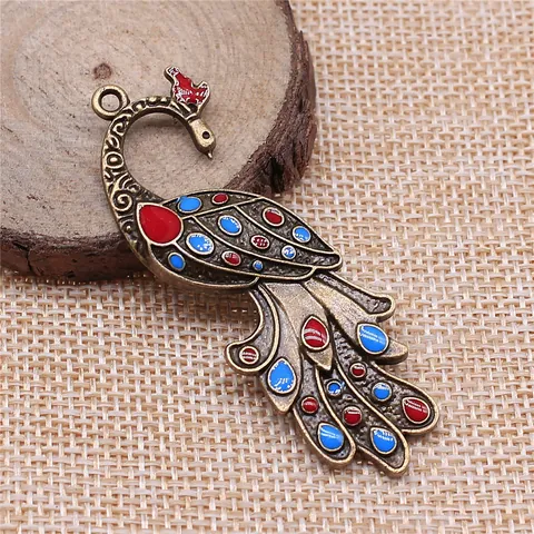 Antique Bronze Zinc Alloy Peacock Pendant Enamel Drip Oil Animal Shape Charm For DIY Necklace Jewelry Making Accessories
